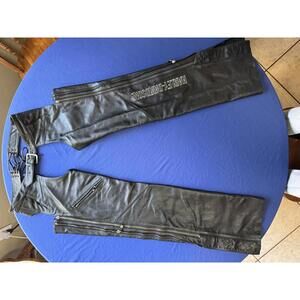 Harley-Davidson Women's Black Leather Motorcycle Chaps Pants Size Medium